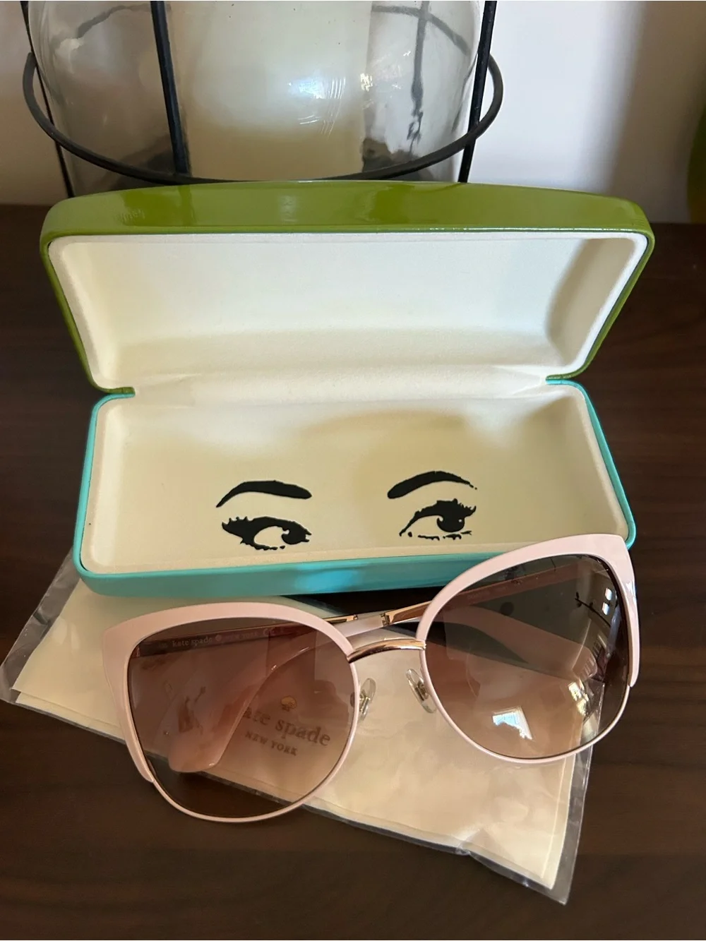 kate spade Oversized Cat-Eye Sunglasses in Pale Pink with Brown Gradient Lenses